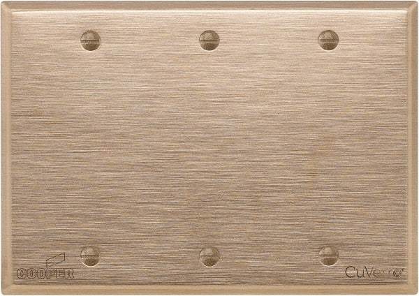Cooper Wiring Devices - 3 Gang, 4-1/2 Inch Long, Standard Blank Wall Plate - Blank, Rose, Antimicrobial Copper - Exact Tool & Supply