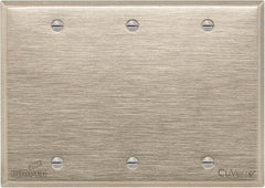 Cooper Wiring Devices - 3 Gang, 4-1/2 Inch Long, Standard Blank Wall Plate - Blank, White Bronze, Antimicrobial Copper - Exact Tool & Supply