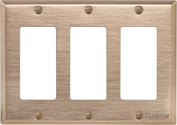 Cooper Wiring Devices - 3 Gang, 4-1/2 Inch Long, Standard Switch Plate - Decorator Switch, Rose, Antimicrobial Copper - Exact Tool & Supply