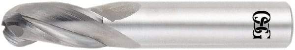 OSG - 1" Diam, 1-1/2" LOC, 3 Flute Solid Carbide Ball End Mill - TiAlN Finish, Single End, 4" OAL, 1" Shank Diam, Spiral Flute - Exact Tool & Supply