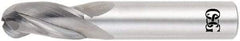 OSG - 1/2" Diam, 1" LOC, 3 Flute Solid Carbide Ball End Mill - TiAlN Finish, Single End, 3" OAL, 1/2" Shank Diam, Spiral Flute - Exact Tool & Supply