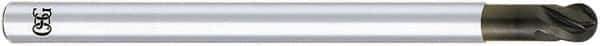 OSG - 3/32" Diam, 3/32" LOC, 4 Flute Solid Carbide Ball End Mill - Diamond Finish, Single End, 3" OAL, 3/32" Shank Diam, Spiral Flute - Exact Tool & Supply