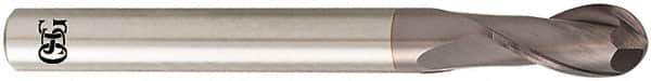 OSG - 12mm Diam, 22mm LOC, 2 Flute Solid Carbide Ball End Mill - TiAlN Finish, Single End, 110mm OAL, 12mm Shank Diam, Spiral Flute - Exact Tool & Supply