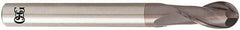 OSG - 12mm Diam, 22mm LOC, 2 Flute Solid Carbide Ball End Mill - TiAlN Finish, Single End, 110mm OAL, 12mm Shank Diam, Spiral Flute - Exact Tool & Supply