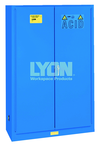 Acid Storage Cabinet - #5544 - 43 x 18 x 65" - 45 Gallon - w/2 shelves, three poly trays, 2-door manual close - Blue Only - Exact Tool & Supply