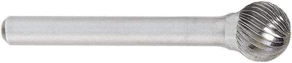 OSG - 12mm Cut Diam, 6mm Shank Diam, Ball Head Fluted Cut Burr - Carbide, 50mm OAL - Exact Tool & Supply