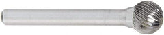 OSG - 3/8" Cut Diam, 1/4" Shank Diam, Ball Head Fluted Cut Burr - Carbide, 3/8" LOC, 6" OAL - Exact Tool & Supply