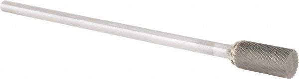 OSG - 1/2" Cut Diam, 1/4" Shank Diam, Cylinder Head Fluted Cut Burr - Carbide, Flat End, 1" LOC, 6" OAL - Exact Tool & Supply
