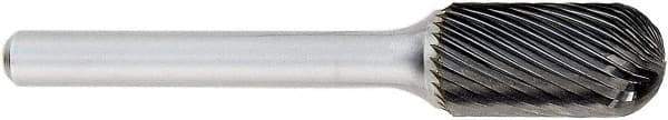 OSG - 12mm Cut Diam, 6mm Shank Diam, Cylinder with Radius Head Fluted Cut Burr - Carbide, Radius End, 25mm LOC, 152mm OAL - Exact Tool & Supply