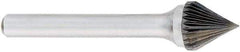 OSG - 1/4" Cut Diam, 1/4" Shank Diam, Cone Head Fluted Cut Burr - Carbide, Point End, 2" OAL - Exact Tool & Supply