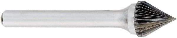 OSG - 16mm Cut Diam, 6mm Shank Diam, Cone Head Fluted Cut Burr - Carbide, Point End, 60mm LOC, 50mm OAL - Exact Tool & Supply