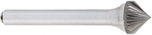 OSG - 1/4" Cut Diam, 1/4" Shank Diam, Cone Head Fluted Cut Burr - Carbide, Point End, 2" OAL - Exact Tool & Supply