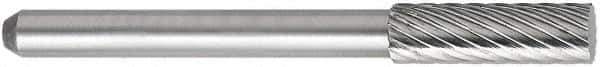 OSG - 3/16" Cut Diam, 1/8" Shank Diam, Cylinder Head Fluted Cut Burr - Carbide, Flat End, 1/2" LOC, 1-1/2" OAL - Exact Tool & Supply