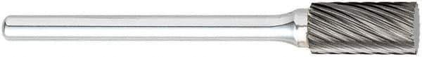 OSG - 1/4" Cut Diam, 1/8" Shank Diam, Oval Head Fluted Cut Burr - Carbide, Radius End, 3/8" LOC, 1-1/2" OAL - Exact Tool & Supply