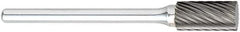 OSG - 1/4" Cut Diam, 1/8" Shank Diam, Oval Head Fluted Cut Burr - Carbide, Radius End, 3/8" LOC, 1-1/2" OAL - Exact Tool & Supply