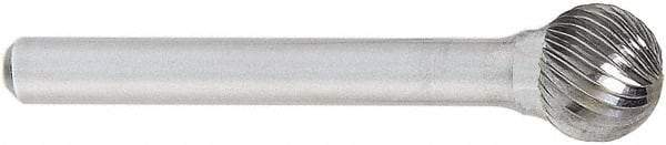 OSG - 9mm Cut Diam, 6mm Shank Diam, Ball Head Fluted Cut Burr - Carbide, 50mm OAL - Exact Tool & Supply