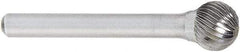 OSG - 9mm Cut Diam, 6mm Shank Diam, Ball Head Fluted Cut Burr - Carbide, 50mm OAL - Exact Tool & Supply