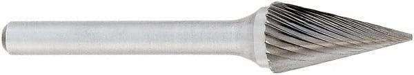 OSG - 6mm Cut Diam, 6mm Shank Diam, Oval Head Fluted Cut Burr - Carbide, Radius End, 9mm LOC, 50mm OAL - Exact Tool & Supply