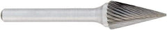 OSG - 6mm Cut Diam, 6mm Shank Diam, Cone Head Fluted Cut Burr - Carbide, 19mm LOC, 50mm OAL - Exact Tool & Supply
