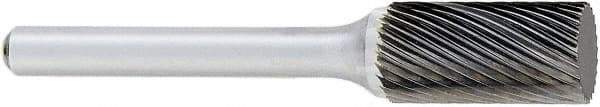 OSG - 1/4" Cut Diam, 1/4" Shank Diam, Cylinder Head Fluted Cut Burr - Carbide, Flat End, 5/8" LOC, 2" OAL - Exact Tool & Supply