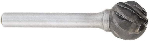 OSG - 12mm Cut Diam, 6mm Shank Diam, Ball Head Fluted Cut Burr - Carbide, 50mm OAL - Exact Tool & Supply