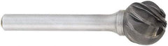 OSG - 1/4" Cut Diam, 1/4" Shank Diam, Ball Head Fluted Cut Burr - Carbide, 1/4" LOC, 2" OAL - Exact Tool & Supply