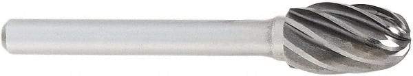 OSG - 12mm Cut Diam, 6mm Shank Diam, Oval Head Fluted Cut Burr - Carbide, Radius End, 22mm LOC, 50mm OAL - Exact Tool & Supply