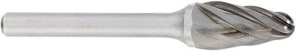 OSG - 9mm Cut Diam, 6mm Shank Diam, Tree with Radius Head Fluted Cut Burr - Carbide, Radius End, 19mm LOC, 50mm OAL - Exact Tool & Supply