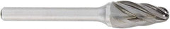 OSG - 9mm Cut Diam, 6mm Shank Diam, Tree with Radius Head Fluted Cut Burr - Carbide, Radius End, 19mm LOC, 50mm OAL - Exact Tool & Supply