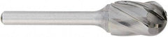 OSG - 1/4" Cut Diam, 1/4" Shank Diam, Cylinder with Radius Head Fluted Cut Burr - Carbide, Radius End, 5/8" LOC, 2" OAL - Exact Tool & Supply
