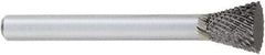 OSG - 1/2" Cut Diam, 1/4" Shank Diam, Inverted Cone Head Burr - Carbide, Flat End, 1/2" LOC, 2" OAL - Exact Tool & Supply