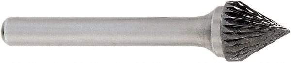 OSG - 1/4" Cut Diam, 1/4" Shank Diam, Cone Head Burr - Carbide, Point End, 2" OAL - Exact Tool & Supply