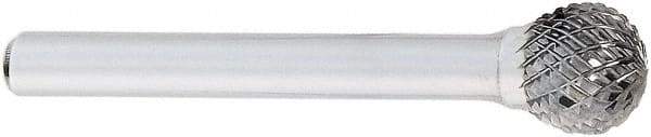 OSG - 1/8" Cut Diam, 1/4" Shank Diam, Ball Head Burr - Carbide, 1/8" LOC, 2" OAL - Exact Tool & Supply