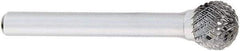 OSG - 1/8" Cut Diam, 1/4" Shank Diam, Ball Head Burr - Carbide, 1/8" LOC, 2" OAL - Exact Tool & Supply