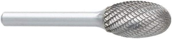 OSG - 16mm Cut Diam, 6mm Shank Diam, Oval Head Burr - Carbide, Radius End, 25mm LOC, 50mm OAL - Exact Tool & Supply