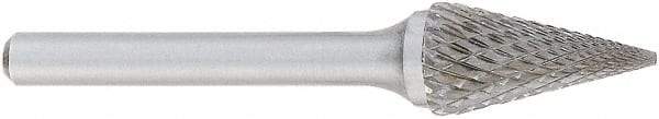 OSG - 3/8" Cut Diam, 1/4" Shank Diam, Cone Head Burr - Carbide, Point End, 5/8" LOC, 2" OAL - Exact Tool & Supply