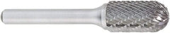 OSG - 1/4" Cut Diam, 1/4" Shank Diam, Cylinder with Radius Head Burr - Carbide, Radius End, 5/8" LOC, 2" OAL - Exact Tool & Supply