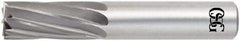 OSG - 1", 1-1/2" LOC, 1" Shank Diam, 4" OAL, 14 Flute, Solid Carbide Square End Mill - Single End, Uncoated, Spiral Flute, 15° Helix, Centercutting, Right Hand Cut, Right Hand Flute, Series 408 - Exact Tool & Supply