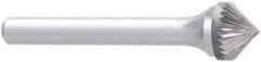 OSG - 1/2" Cut Diam, 1/4" Shank Diam, Cone Head Burr - Carbide, Point End, 2" OAL - Exact Tool & Supply