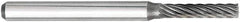 OSG - 3/32" Cut Diam, 1/8" Shank Diam, Cylinder Head Fluted Cut Burr - Carbide, Flat End, 7/16" LOC, 1-1/2" OAL - Exact Tool & Supply