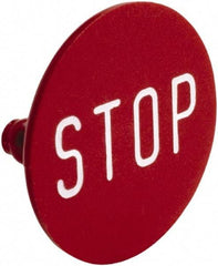 Square D - Legend Insert - Stop - Red Background, White Letters, 30mm Hole Diameter - Exact Tool & Supply
