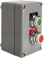 Square D - 2 Operator, Pushbutton Control Station - Start-Stop (Legend), Maintained Switch, NO/NC Contact, NEMA 1, 13, 3, 4 - Exact Tool & Supply