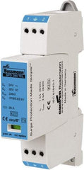 Cooper Bussmann - 2 Pole, 1 Phase, 1 kA Nominal Current, 90mm Long x 18mm Wide x 66mm Deep, Thermoplastic Hardwired Surge Protector - DIN Rail Mount, 48 VAC/VDC, 60 VAC/VDC Operating Voltage, 2 kA Surge Protection - Exact Tool & Supply