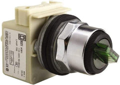 Square D - 30mm Mount Hole, 2 Position, Selector Switch Only - Green, Maintained (MA), Illuminated - Exact Tool & Supply