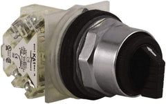 Square D - 30mm Mount Hole, 3 Position, Knob Operated, Selector Switch Only - Black, Maintained (MA), Nonilluminated - Exact Tool & Supply