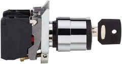 Square D - 0.87 Inch Mount Hole, 3 Position, Key Operated, Selector Switch Only - Black, Maintained (MA), Nonilluminated, 2NO, Shock and Vibration Resistant - Exact Tool & Supply