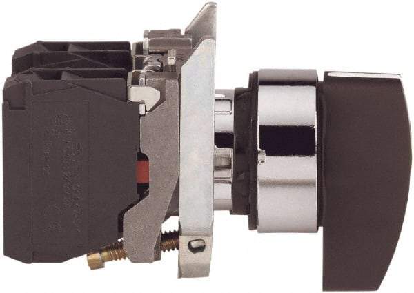 Square D - 0.87 Inch Mount Hole, 3 Position, Lever Operated, Selector Switch Only - Black, Momentary (MO), Nonilluminated, 2NO, Shock and Vibration Resistant - Exact Tool & Supply