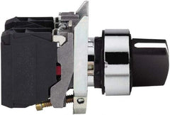 Square D - 0.87 Inch Mount Hole, 3 Position, Knob Operated, Selector Switch Only - Black, Maintained (MA), Nonilluminated, 2NO, Shock and Vibration Resistant - Exact Tool & Supply