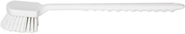 PRO-SOURCE - 1-3/4" Bristle Length, Plastic Utility Scrub Brush - 4-1/2" Long x 3-3/4" Wide Head, 20" OAL, Long Handle, White, Foam Block - Exact Tool & Supply
