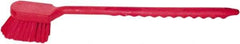 PRO-SOURCE - 1-3/4" Bristle Length, Plastic Utility Scrub Brush - 4-1/2" Long x 3-3/4" Wide Head, 20" OAL, Long Handle, Red, Foam Block - Exact Tool & Supply